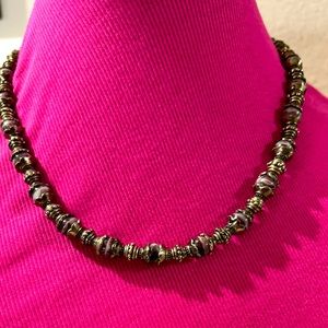 Handmade sterling silver necklace with lilac beads. 18 inch.